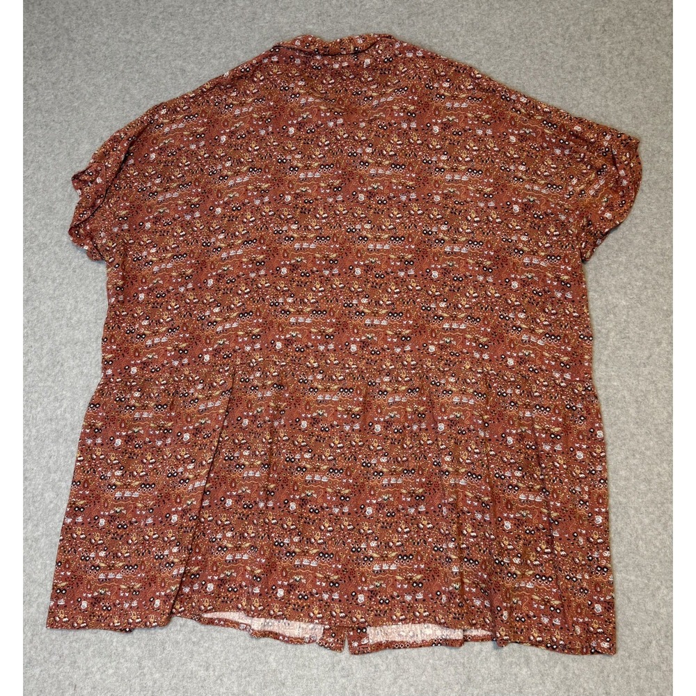 Natural Life V-Neck Tiered Tunic Mini Dress ~ Floral Ditsy Button Down Boho L/XL - Picture 2 of 8